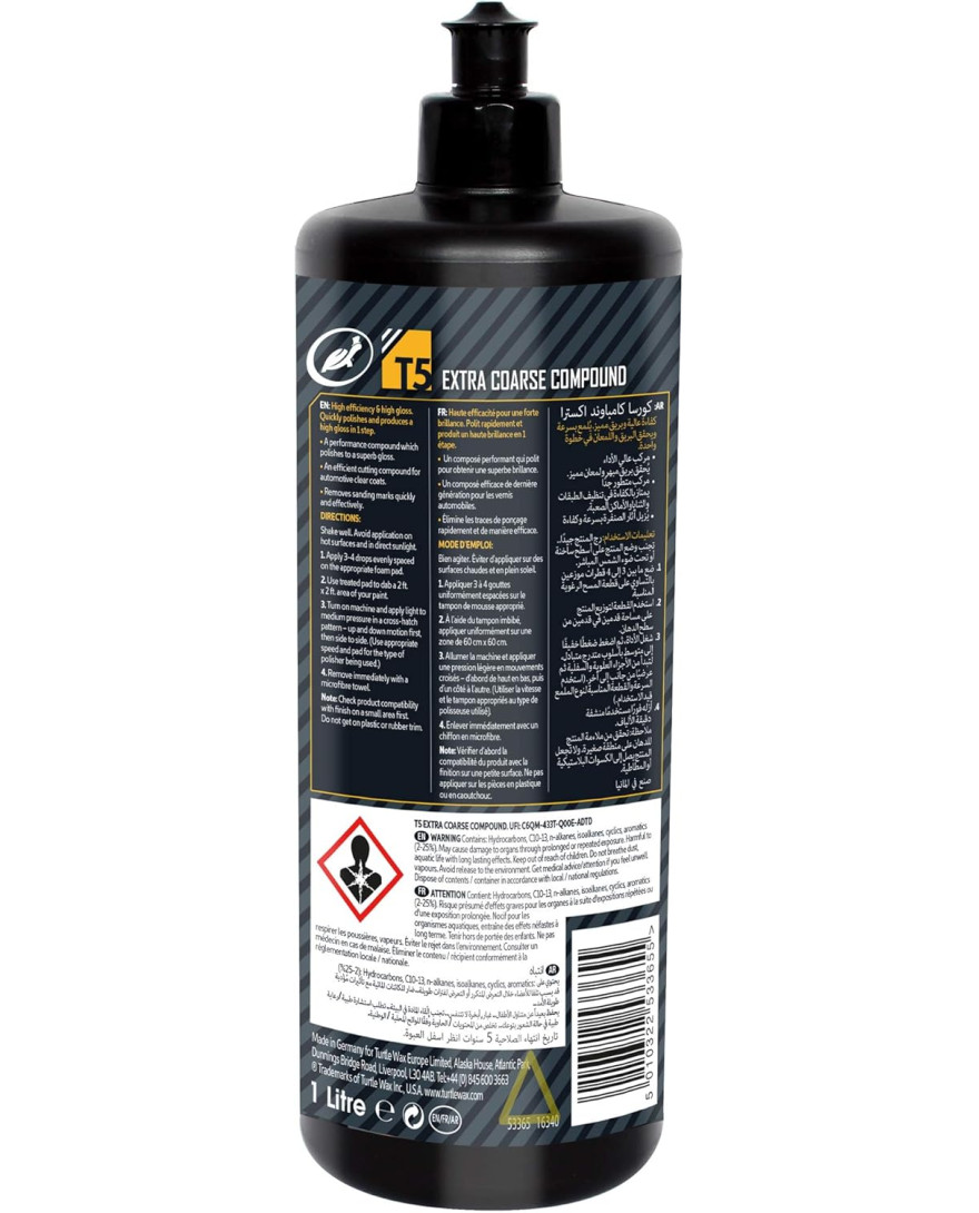 Turtle Wax Pro 53365 T5 Extra Course Compound for Cars 1L